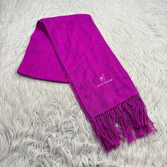 Alpaca Camargo Accessories - Alpaca Camargo Fushia Pink Purple Alpaca Blend Scarf Fringe Hem
